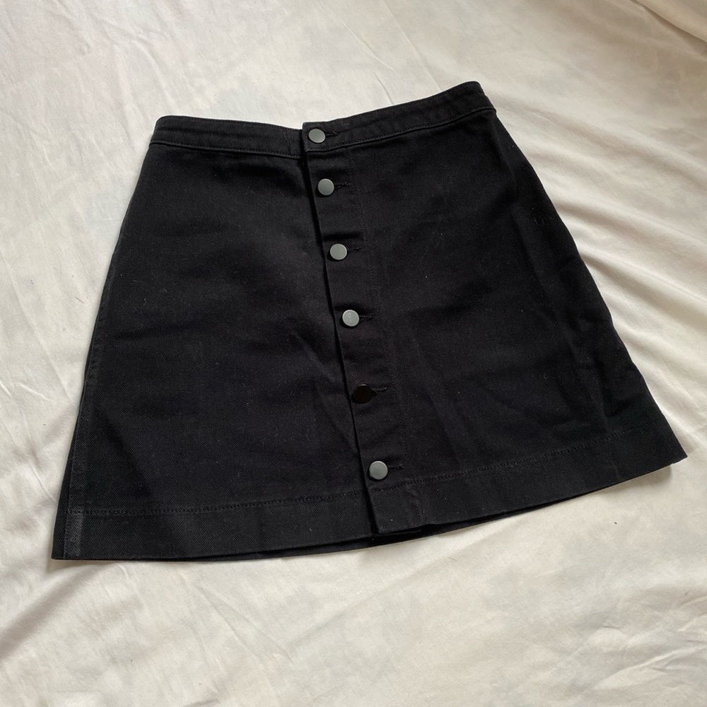American Apparel Black Denim Mini Skirt - Picture 2 of 4